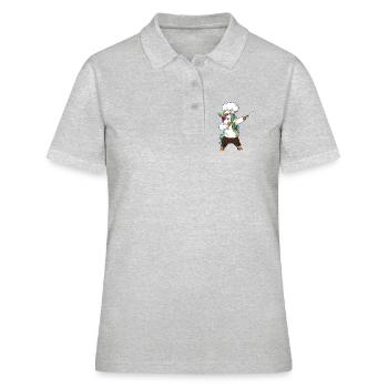 Drôle de cadeau de cuisine licorne cheficorne pour le chef d’appétit - Polo Femme - gris chiné - Devant - Ailine (174cm)
