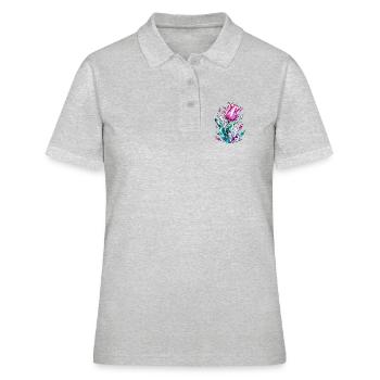 Fleur de tulipe de cristal Fleur de diamant - Polo Femme - gris chiné - Devant - Ailine (174cm)