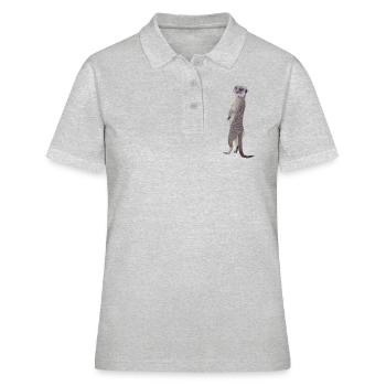 aufrecht stehendes Erdmännchen - Frauen Polo Shirt - Grau meliert - Vorne - Ailine (174cm)