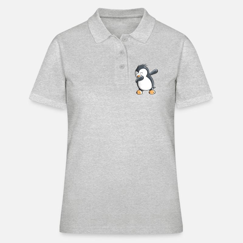 Dab Dance Penguin - Dabbing - Fun Comic - Gift - Women's Polo Shirt - heather grey