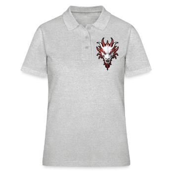 Tête de dragon rouge et blanc - Polo Femme - gris chiné - Devant - Ailine (174cm)