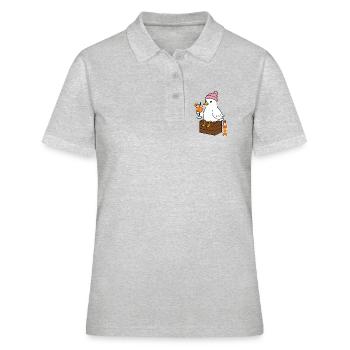 Mouette avec cocktail dans un look plage - Polo Femme - gris chiné - Devant - Ailine (174cm)