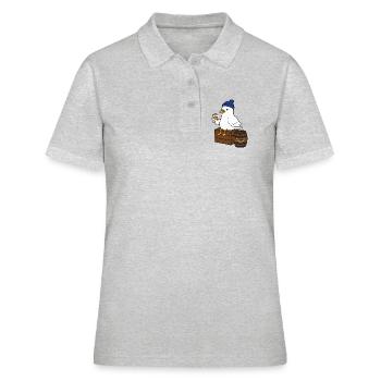 Mouette au whisky en hiver - Polo Femme - gris chiné - Devant - Ailine (174cm)