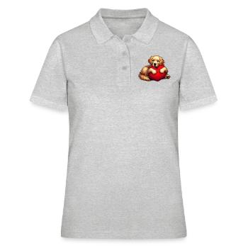 Chien de laboratoire mignon étreignant un oreiller rouge - Polo Femme - gris chiné - Devant - Ailine (174cm)