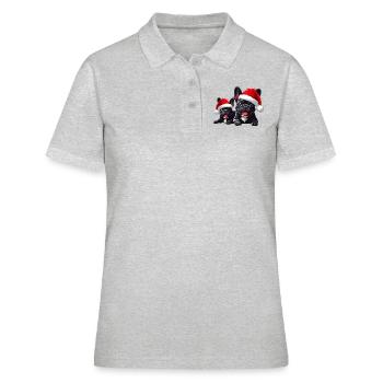 French Bulldog Santa Claus - Women's Polo Shirt - heather grey - Front - Ailine (174cm)
