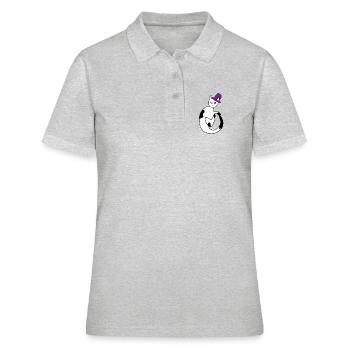 Chat avec chapeau Abstraction - Polo Femme - gris chiné - Devant - Ailine (174cm)
