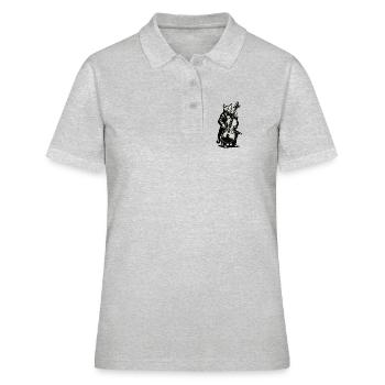 Katzencellist im Smoking - Frauen Polo Shirt - Grau meliert - Vorne - Ailine (174cm)