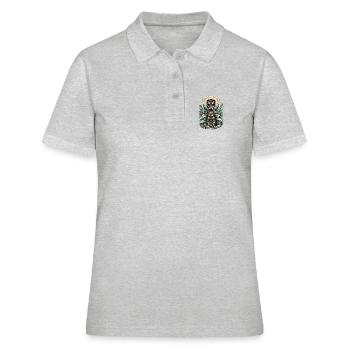 Tiki-Beschützer – Geist des Pazifiks - Frauen Polo Shirt - Grau meliert - Vorne - Ailine (174cm)