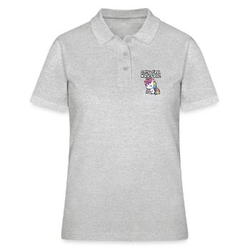 Café d’abord, magie puis licorne - Polo Femme - gris chiné - Devant - Ailine (174cm)
