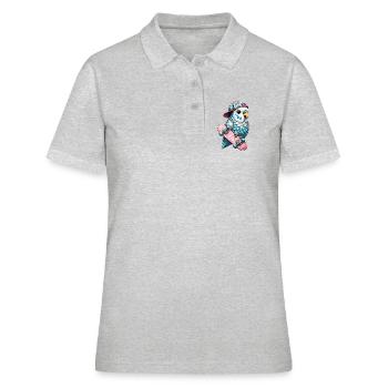 Oiseau Skateboard Cool avec Casquette – Streetstyle Desi - Polo Femme - gris chiné - Devant - Ailine (174cm)