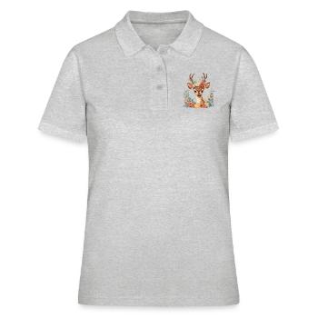 Deer with flower tendrils - Women's Polo Shirt - heather grey - Front - Ailine (174cm)
