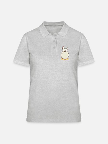 Huhn und Ei - Frauen Polo Shirt - Grau meliert