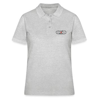 Pflaster Herz Doodle - Frauen Polo Shirt - Grau meliert - Vorne - Ailine (174cm)