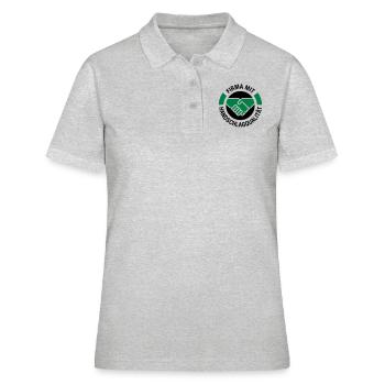 Qualité de poignée de main Logo noir - Polo Femme - gris chiné - Devant - Ailine (174cm)