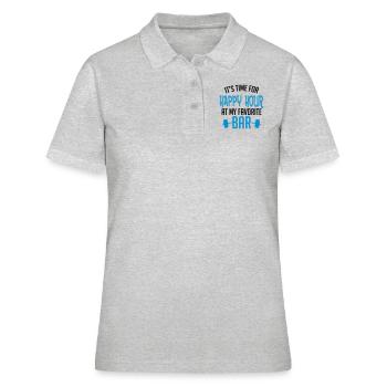 it's time for happy hour at my favorite bar B 2c - Frauen Polo Shirt - Grau meliert - Vorne - Ailine (174cm)