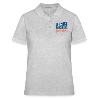 Je panse donc je suis infirmière t-shirt cadeau - Polo Femme - gris chiné - Devant - Ailine (174cm)