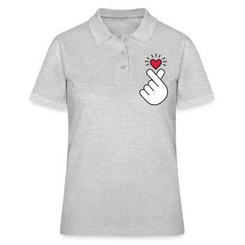 K pop coeur, corée, k pop, musique, symbole, main, pop - Polo Femme - gris chiné - Devant - Ailine (174cm)