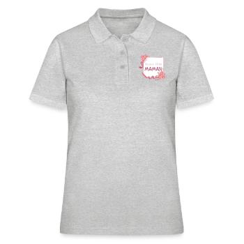 Bonne fête maman Style POST IT - Polo Femme - gris chiné - Devant - Ailine (174cm)