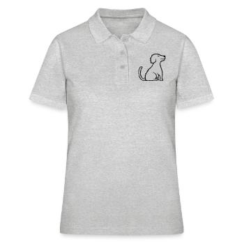 Glücklicher sitzender braver Hund - Frauen Polo Shirt - Grau meliert - Vorne - Ailine (174cm)