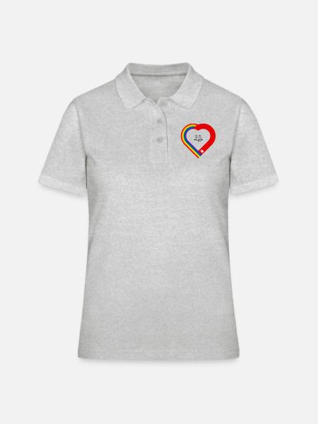 WELCOMING OUT Regenbogen/Hamburg-Herz - Frauen Polo Shirt - Grau meliert
