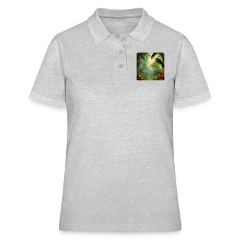 Exotisches Dschungel-Kunstwerk - Frauen Polo Shirt - Grau meliert - Vorne - Ailine (174cm)