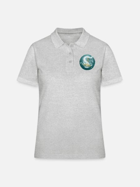 Handpan als Wok - Frauen Polo Shirt - Grau meliert