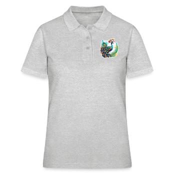 Paon / Animal / Zoo / Plumage / Beauté naturelle - Polo Femme - gris chiné - Devant - Ailine (174cm)