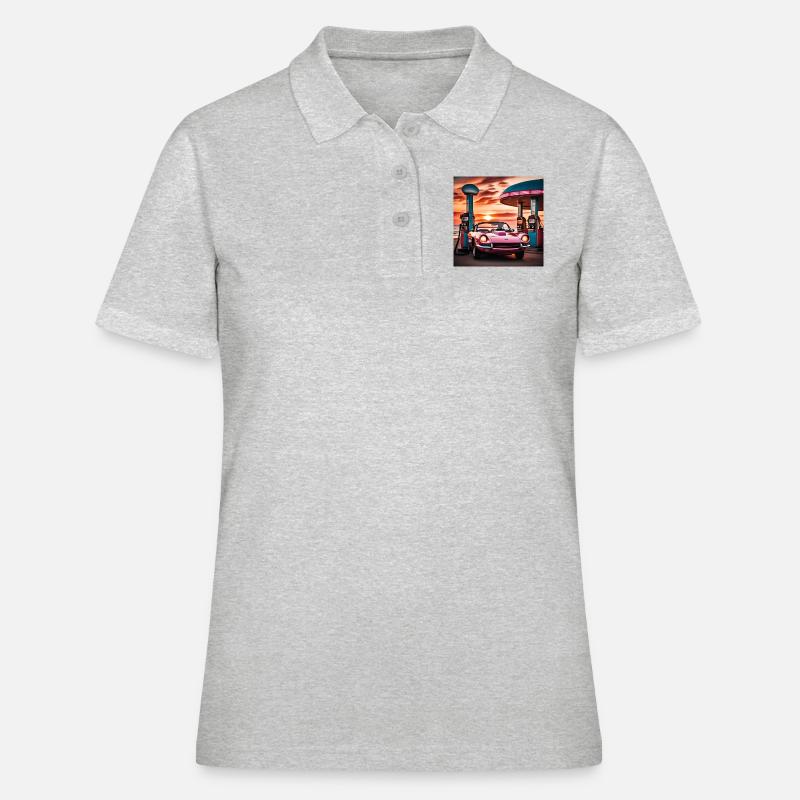 Style synthwave - Polo Femme - gris chiné