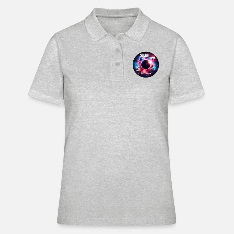 Solar Eclipse April 8, 2024: Celestial Miracle - Women's Polo Shirt - heather grey