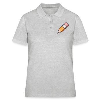school schule lernen teacher lehrer pencil stift p - Frauen Polo Shirt - Grau meliert - Vorne - Ailine (174cm)