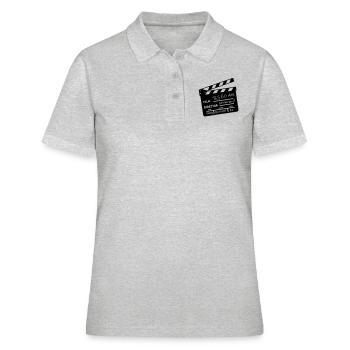 60 Jahre Kino klatschen - Frauen Polo Shirt - Grau meliert - Vorne - Ailine (174cm)