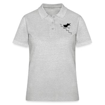 Vogel geht die Treppe runter - Frauen Polo Shirt - Grau meliert - Vorne - Ailine (174cm)