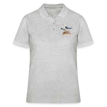 Möwen Liebe Illustration - Frauen Polo Shirt - Grau meliert - Vorne - Ailine (174cm)