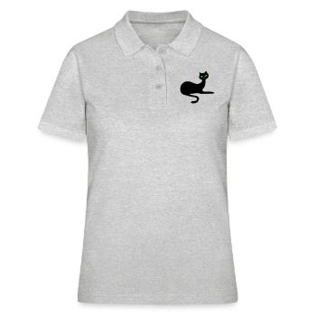 Retro chat noir élégance par Patjila - Polo Femme - gris chiné - Devant - Ailine (174cm)
