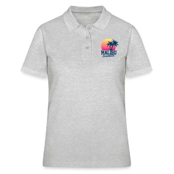 Malibu Sunset vintage usé - Polo Femme - gris chiné - Devant - Ailine (174cm)