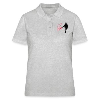 Police - Street Art Pepper Spray Cop papillon - Polo Femme - gris chiné - Devant - Ailine (174cm)
