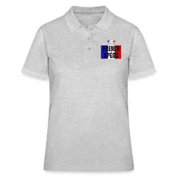 FRENCH APÉRO Vin Français bleu blanc et rouge - Polo Femme - gris chiné - Devant - Ailine (174cm)