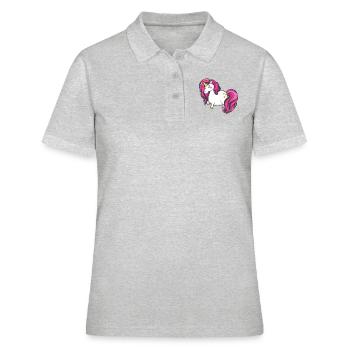 Unicorn Licorne Fille de Fille Paillettes - Polo Femme - gris chiné - Devant - Ailine (174cm)