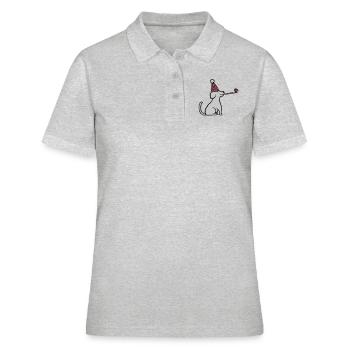 Geburtstagskind sitzender braver Hund - Frauen Polo Shirt - Grau meliert - Vorne - Ailine (174cm)
