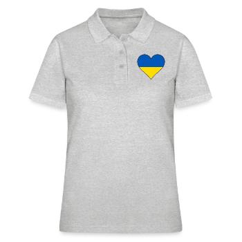 Couleurs nationales du coeur de l’Ukraine - Polo Femme - gris chiné - Devant - Ailine (174cm)