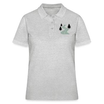 Straße Bäume Weg - Frauen Polo Shirt - Grau meliert - Vorne - Ailine (174cm)