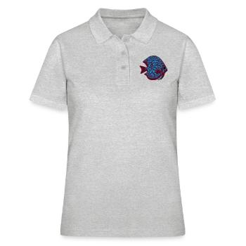 Diskusfisch vektor - Frauen Polo Shirt - Grau meliert - Vorne - Ailine (174cm)