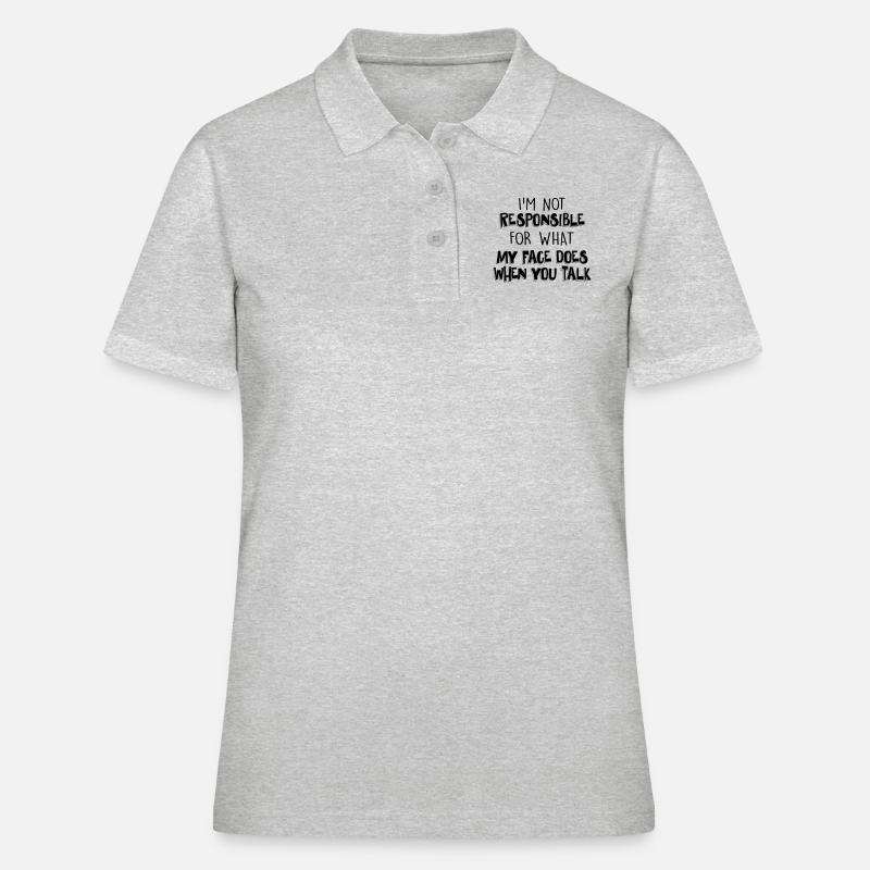NOT RESPONSIBLE FOR WHAT MY FACE DOES - Women's Polo Shirt - heather grey