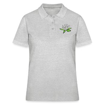 fleur de lotus - Polo Femme - gris chiné - Devant - Ailine (174cm)