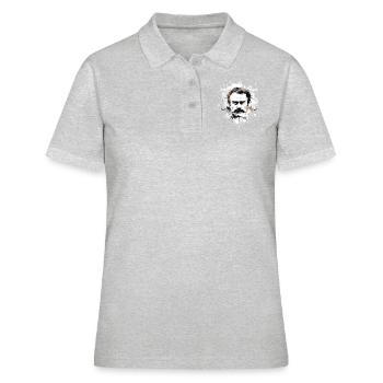 Friedrich Nietzsche: Portrait minimaliste - Polo Femme - gris chiné - Devant - Ailine (174cm)