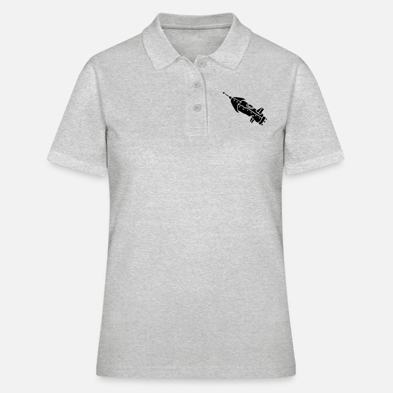 space shuttle space ship Rakete rocket satellite - Polo Femme - gris chiné