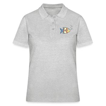 Poisson Cichlide Eau Mer Graffiti Dessin - Polo Femme - gris chiné - Devant - Ailine (174cm)