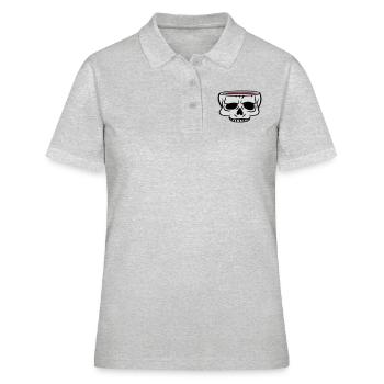 Cartoon Skull Cup Horreur - Polo Femme - gris chiné - Devant - Ailine (174cm)