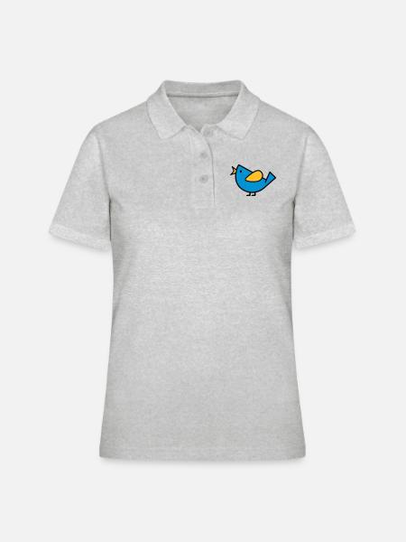 Oiseau - Polo Femme - gris chiné