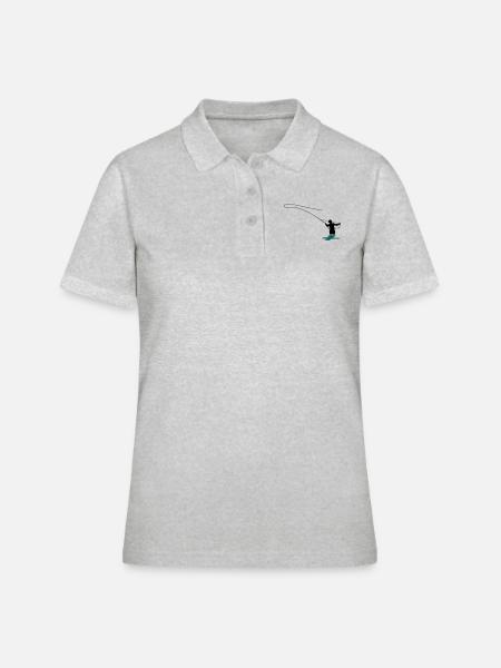 Angler Fliegenfischen - Frauen Polo Shirt - Grau meliert